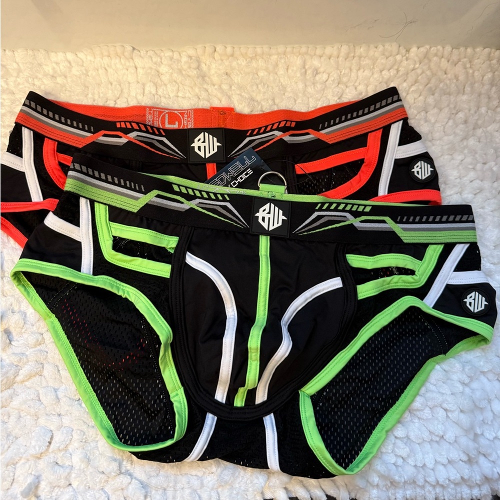 Men's Black and Green Briefs